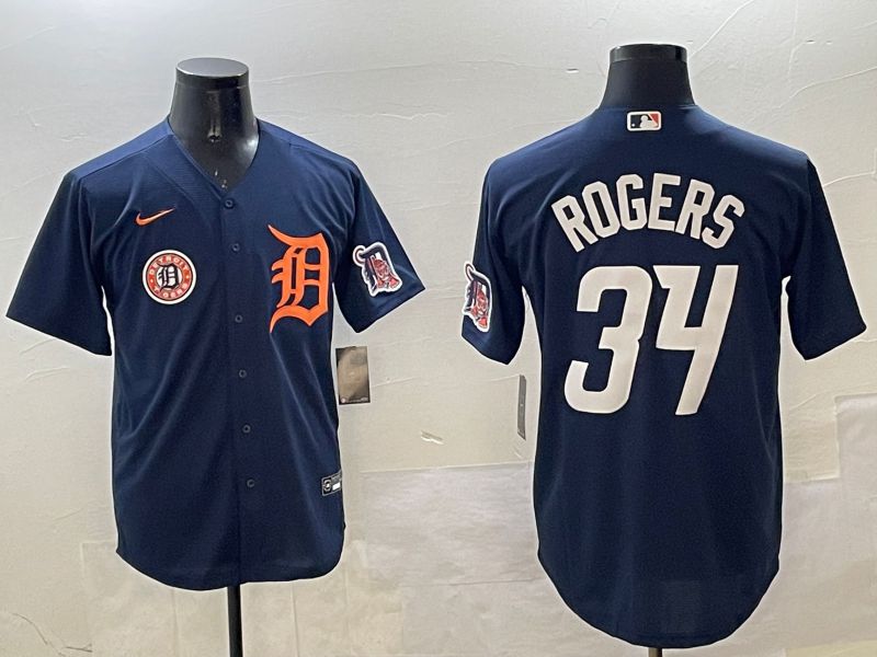 Men Detroit Tigers #34 Rogers Drak Blue Game 2025 Nike MLB Jersey style 1->detroit tigers->MLB Jersey